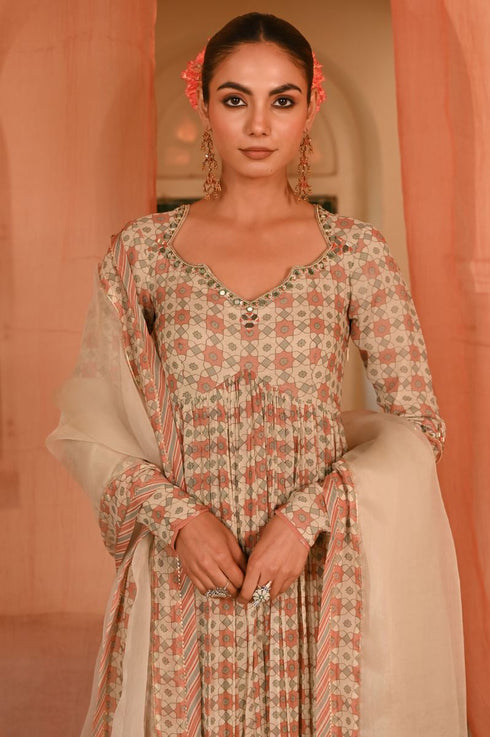 Seesh mahal multicolor anarkali set