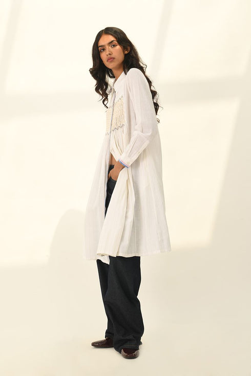 Sertata ivory smocking tunic