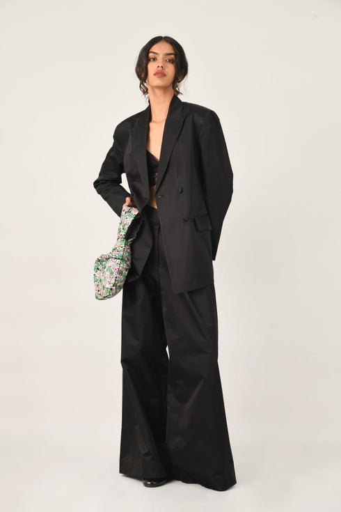 Setigera pleated wide leg trousers