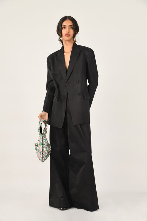 Setigera pleated wide leg trousers