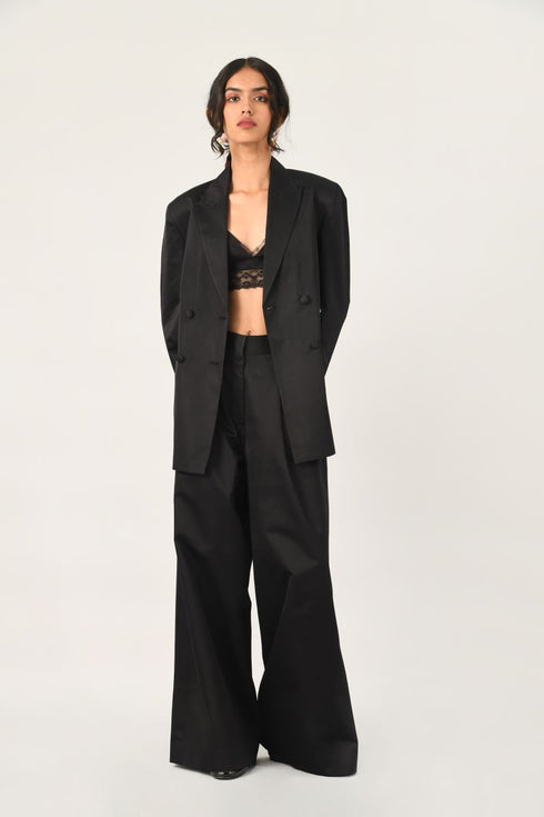 Setigera pleated wide leg trousers