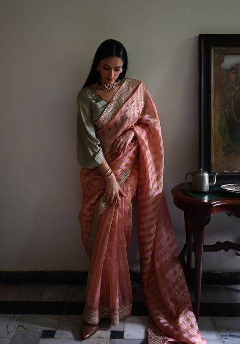 Shalimar Bagh nusrat rose pink sari