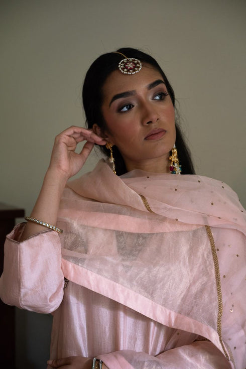 Shalimar Bagh pink anisha kurta with pista green Sharara