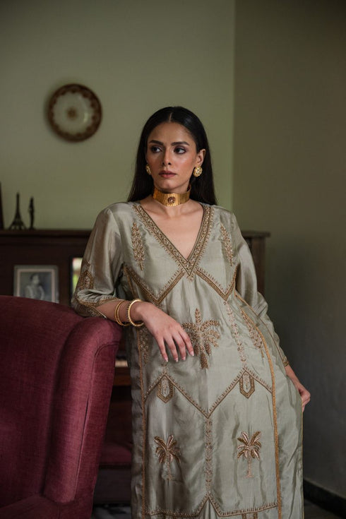 Shalimar Bagh pista green kurta with pants