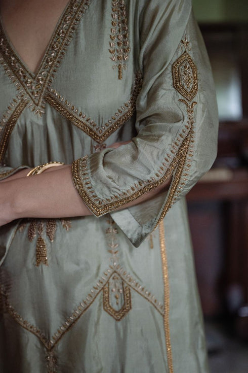 Shalimar Bagh pista green kurta with pants