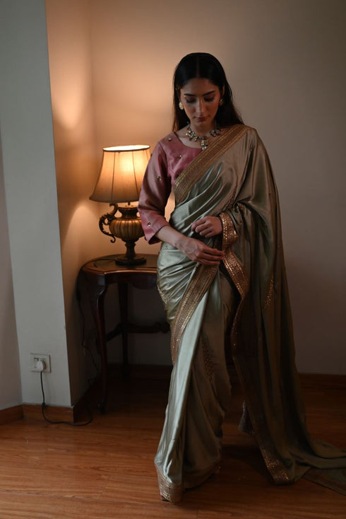 Shalimar Bagh sage green ashok sari