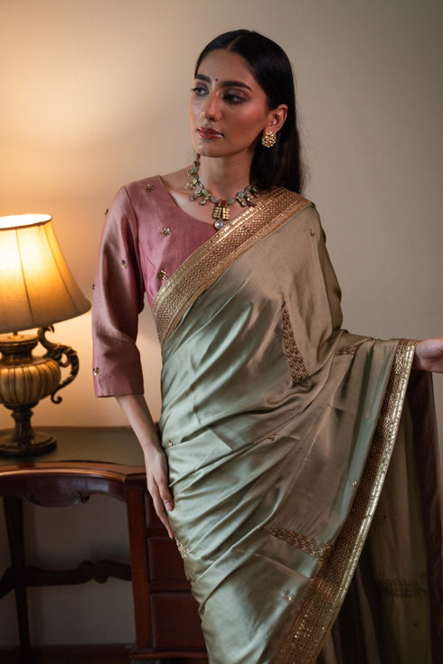 Shalimar Bagh sage green ashok sari