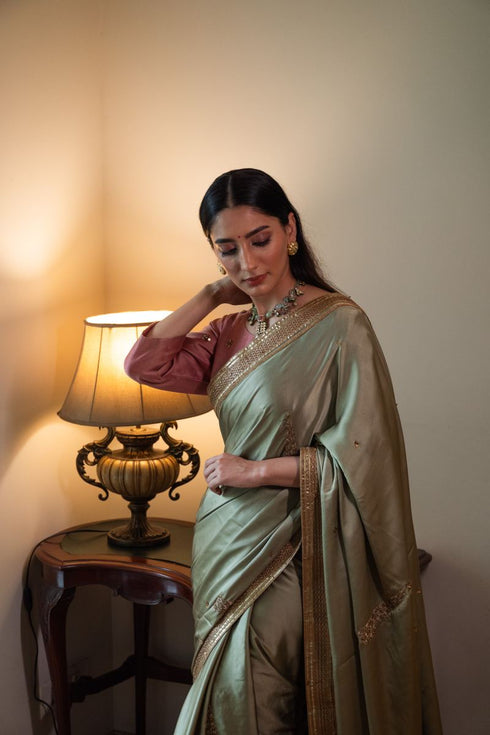 Shalimar Bagh sage green ashok sari