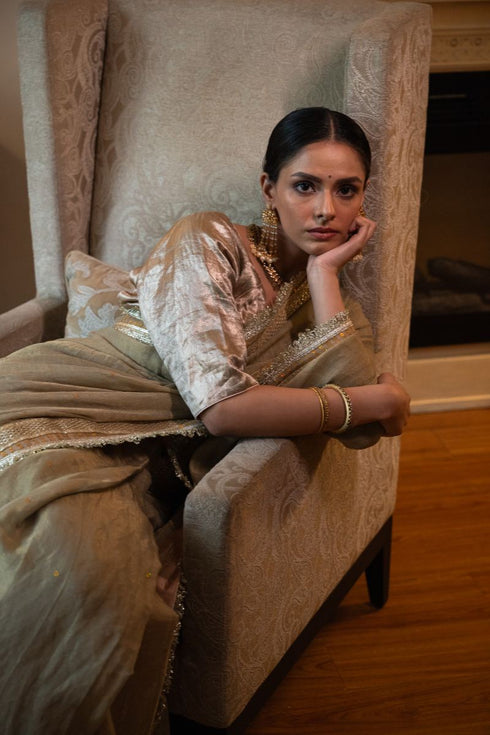 Shalimar Bagh sage green Jhilmil sari