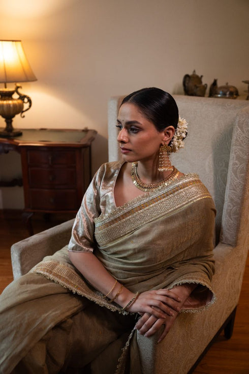 Shalimar Bagh sage green Jhilmil sari