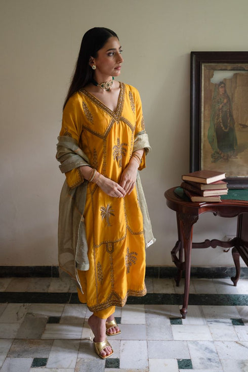 Shalimar Bagh yellow kurta with pants