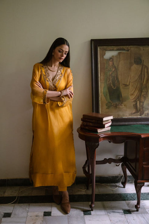 Shalimar Bagh yellow waahida kaftan