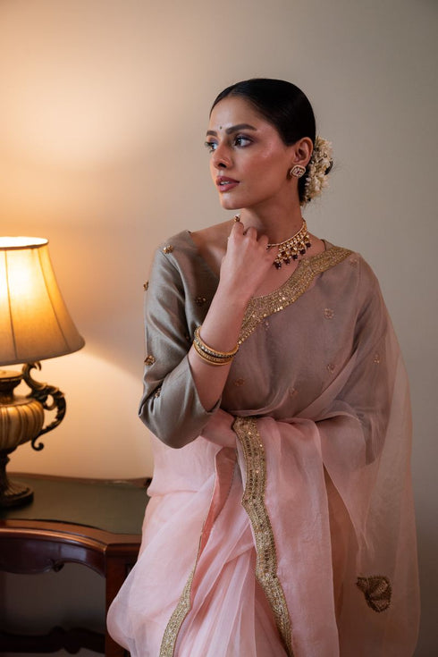 Shalimar nurjahan rose pink sari