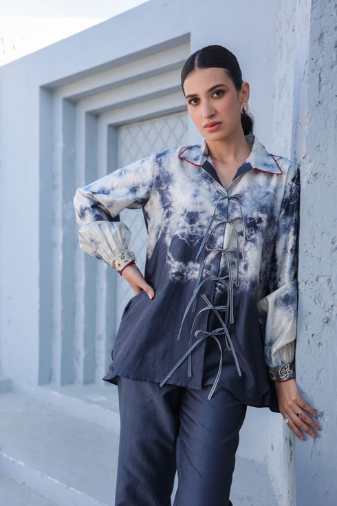 Shibori rose tie-up co-ord set