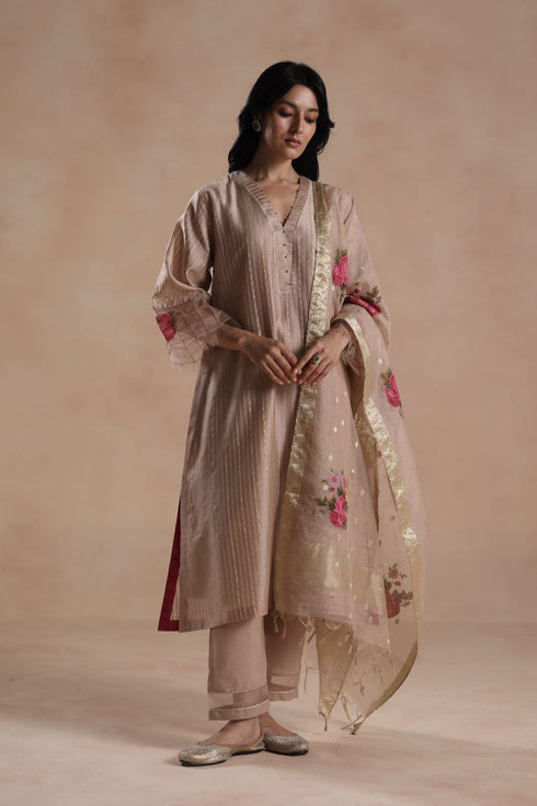 Sidra beige kurta set