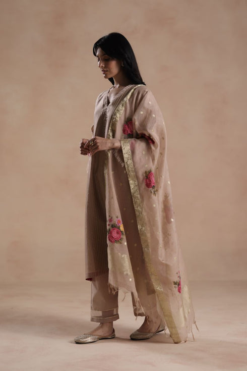 Sidra beige kurta set