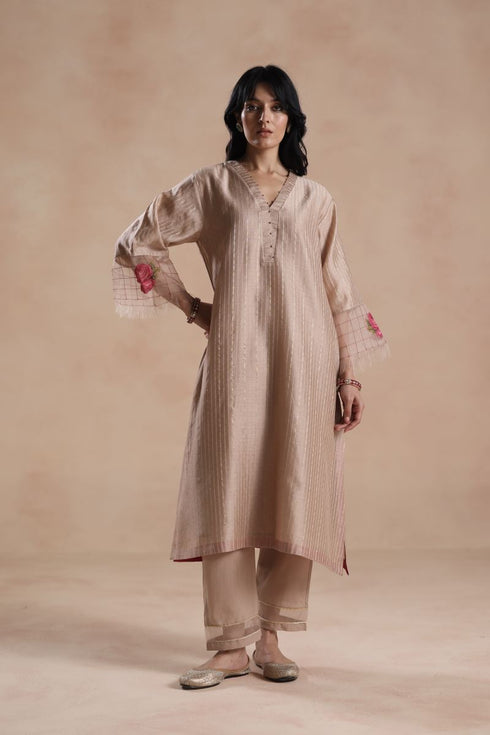 Sidra beige kurta set