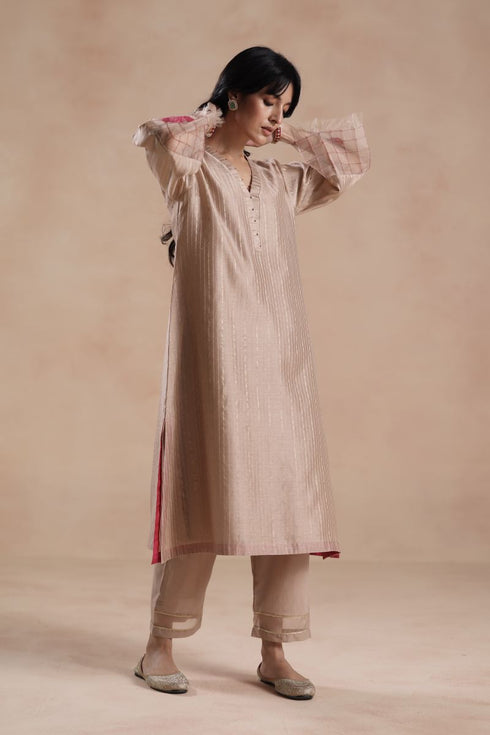 Sidra beige kurta set