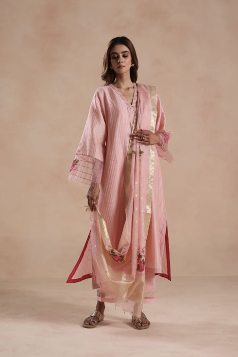 Sidra pastel pink kurta set