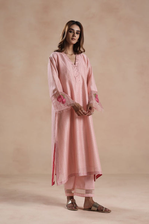 Sidra pastel pink kurta set