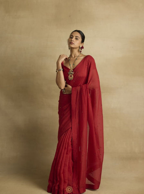 Sitara scarlet red sari set