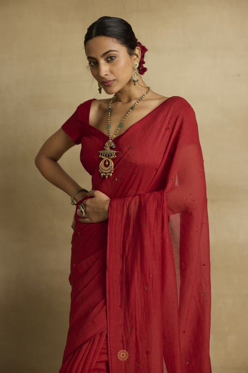 Sitara scarlet red sari set