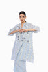 Sky blue thread embroidered handloom cotton tunic