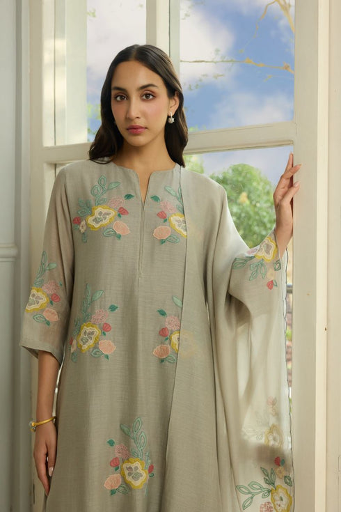 Slate aapplique kurta set