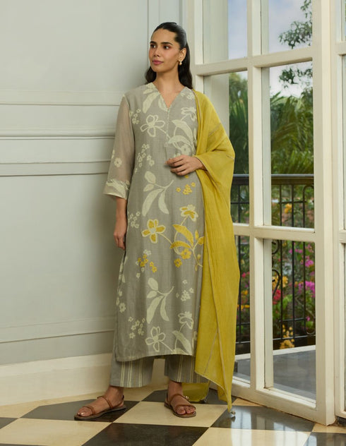 Slate floral embroidered kurta set