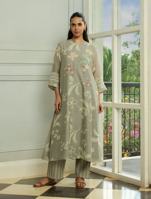 Slate thread embroidered co-ord set