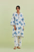 Sneha blue and off-white A-line short kurta set