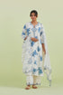 Sneha blue and off-white printed straight long kurta set