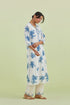 Sneha blue and off-white printed straight long kurta set