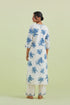 Sneha blue and off-white printed straight long kurta set