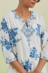 Sneha blue and off-white printed straight long kurta set