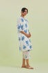 Sneha blue and off-white short kurta with pants set