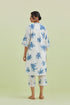 Sneha blue and off-white short kurta with pants set