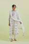 Sneha blue and off-white straight kurta set