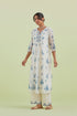 Sneha blue and off-white straight long kurta dress set