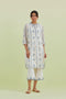 Sneha blue and off-white straight short kurta with pants