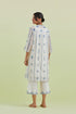 Sneha blue and off-white straight short kurta with pants