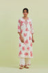 Sneha pink and off-white printed straight long kurta set
