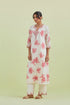 Sneha pink and off-white printed straight long kurta set