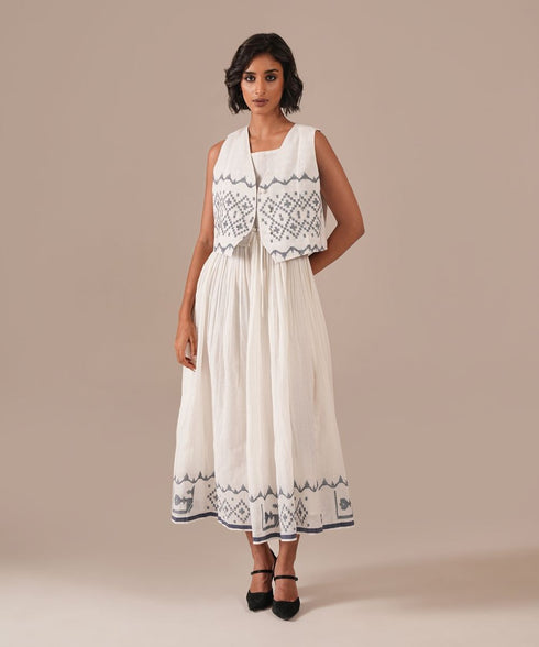 Snowflake drift dress with waistcoat