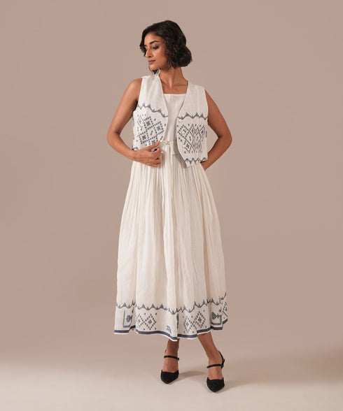 Snowflake drift dress with waistcoat