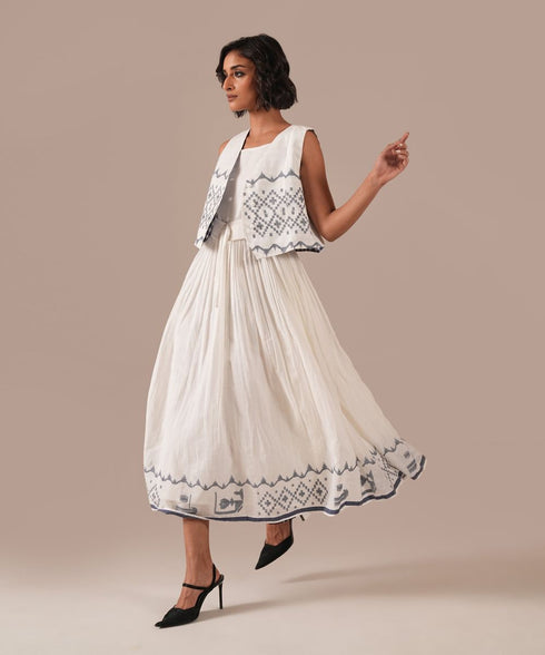 Snowflake drift dress with waistcoat