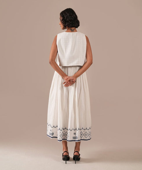 Snowflake drift dress with waistcoat