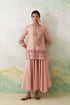Soft pink chanderi kashmiri embroidered short kurta set