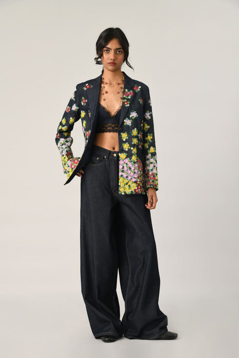 Sogdiana embroidered two-button jacket