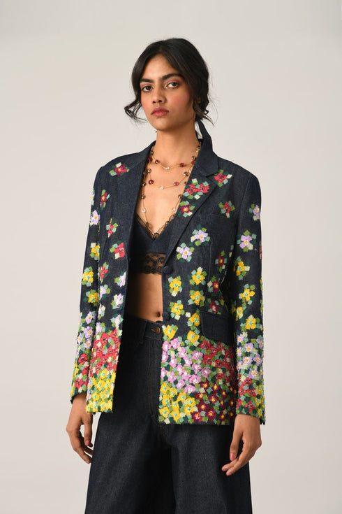 Sogdiana embroidered two-button jacket